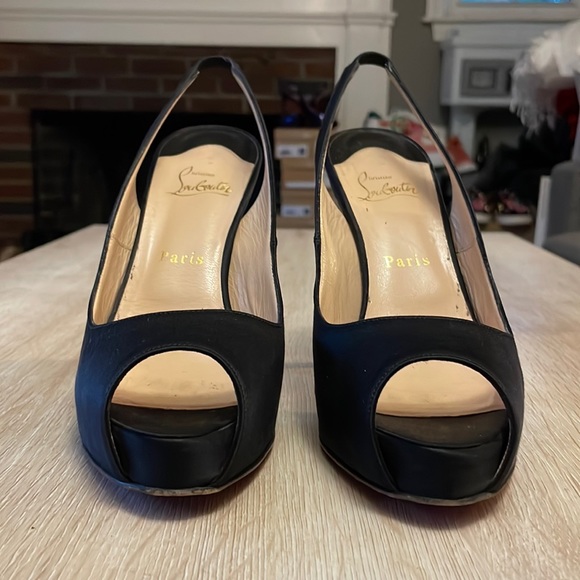 Louboutin No Prive 120MM Black Crepe Satin - 38.5 - Picture 4 of 10